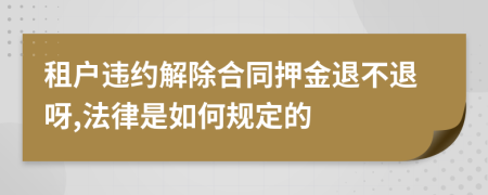 租户违约解除合同押金退不退呀,法律是如何规定的