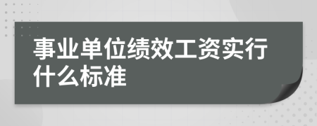 事业单位绩效工资实行什么标准