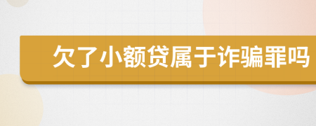 欠了小额贷属于诈骗罪吗