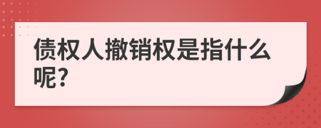 债权人撤销权是指什么呢?