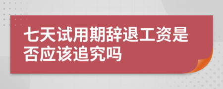 七天试用期辞退工资是否应该追究吗