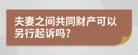 夫妻之间共同财产可以另行起诉吗?