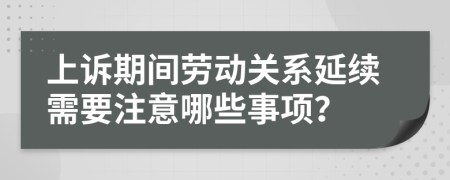 上诉期间劳动关系延续需要注意哪些事项？