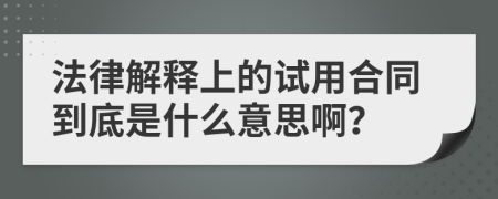 法律解释上的试用合同到底是什么意思啊？