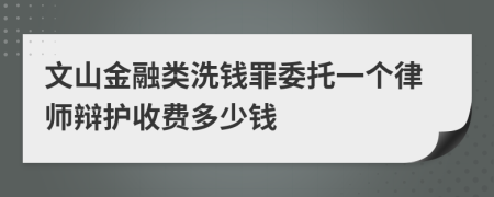 文山金融类洗钱罪委托一个律师辩护收费多少钱