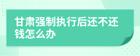 甘肃强制执行后还不还钱怎么办