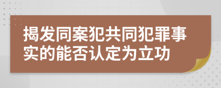 揭发同案犯共同犯罪事实的能否认定为立功