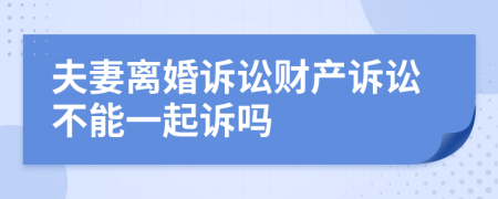 夫妻离婚诉讼财产诉讼不能一起诉吗