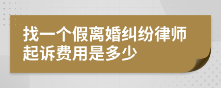 找一个假离婚纠纷律师起诉费用是多少