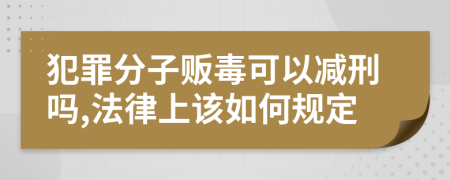 犯罪分子贩毒可以减刑吗,法律上该如何规定