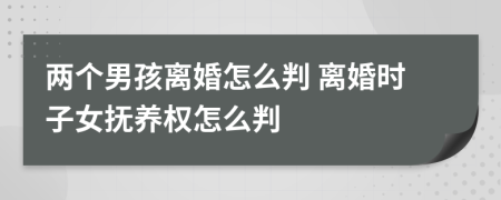 两个男孩离婚怎么判 离婚时子女抚养权怎么判