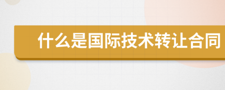 什么是国际技术转让合同