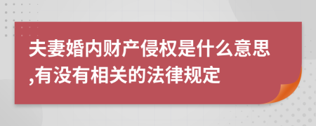 夫妻婚内财产侵权是什么意思,有没有相关的法律规定