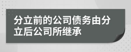 分立前的公司债务由分立后公司所继承