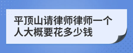 平顶山请律师律师一个人大概要花多少钱