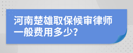 河南楚雄取保候审律师一般费用多少？