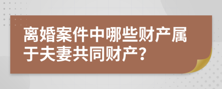 离婚案件中哪些财产属于夫妻共同财产？