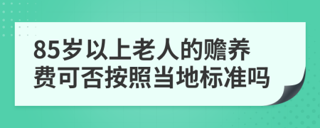 85岁以上老人的赡养费可否按照当地标准吗