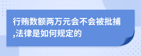 行贿数额两万元会不会被批捕,法律是如何规定的