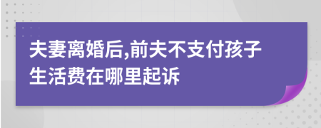 夫妻离婚后,前夫不支付孩子生活费在哪里起诉