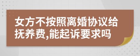 女方不按照离婚协议给抚养费,能起诉要求吗