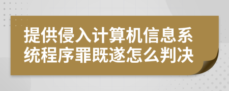 提供侵入计算机信息系统程序罪既遂怎么判决
