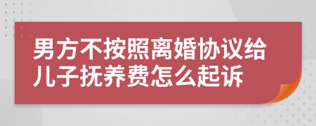 男方不按照离婚协议给儿子抚养费怎么起诉