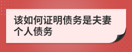 该如何证明债务是夫妻个人债务