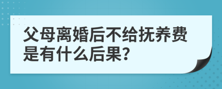 父母离婚后不给抚养费是有什么后果？