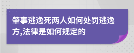 肇事逃逸死两人如何处罚逃逸方,法律是如何规定的