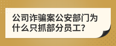 公司诈骗案公安部门为什么只抓部分员工？