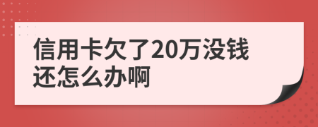 信用卡欠了20万没钱还怎么办啊