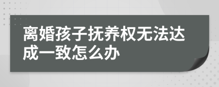 离婚孩子抚养权无法达成一致怎么办