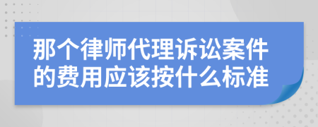 那个律师代理诉讼案件的费用应该按什么标准