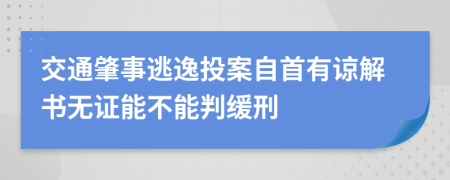 交通肇事逃逸投案自首有谅解书无证能不能判缓刑