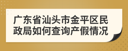 广东省汕头市金平区民政局如何查询产假情况