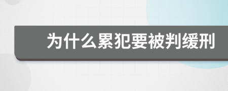 为什么累犯要被判缓刑