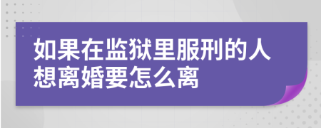 如果在监狱里服刑的人想离婚要怎么离