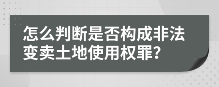 怎么判断是否构成非法变卖土地使用权罪？