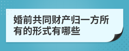 婚前共同财产归一方所有的形式有哪些