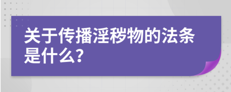 关于传播淫秽物的法条是什么？