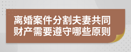 离婚案件分割夫妻共同财产需要遵守哪些原则