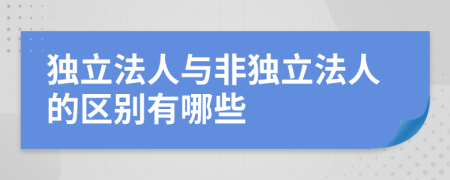 独立法人与非独立法人的区别有哪些