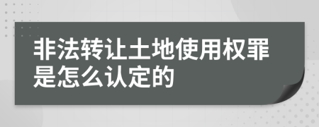 非法转让土地使用权罪是怎么认定的