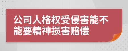 公司人格权受侵害能不能要精神损害赔偿