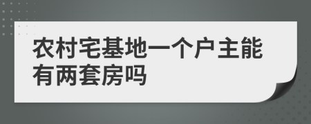 农村宅基地一个户主能有两套房吗