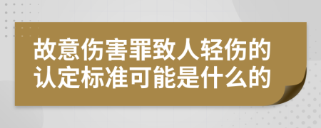 故意伤害罪致人轻伤的认定标准可能是什么的