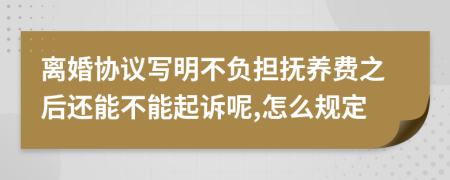 离婚协议写明不负担抚养费之后还能不能起诉呢,怎么规定