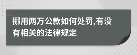 挪用两万公款如何处罚,有没有相关的法律规定