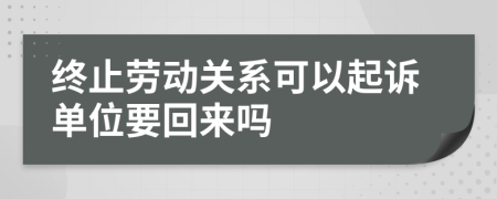 终止劳动关系可以起诉单位要回来吗